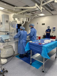 Dr. Charles Nutting and Image Guided Therapy clinical team preparing for a minimally invasive image-guided procedure.